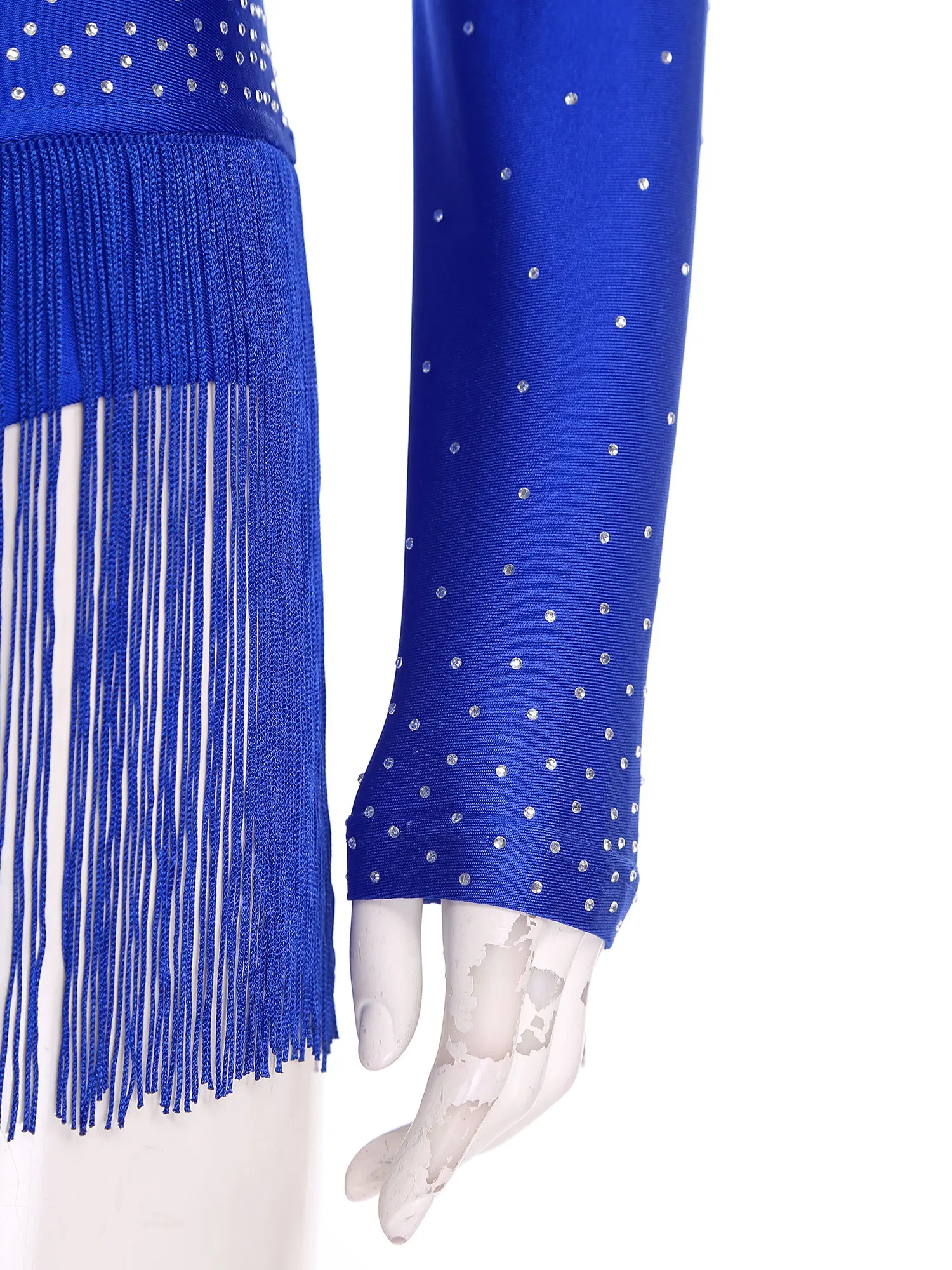 

Womens Tassel Latin Dance Dress Salsa Tango Ballroom Dancing Dress Shiny Rhinestones One Shoulder Fringe Dress Ballet Bodysuit