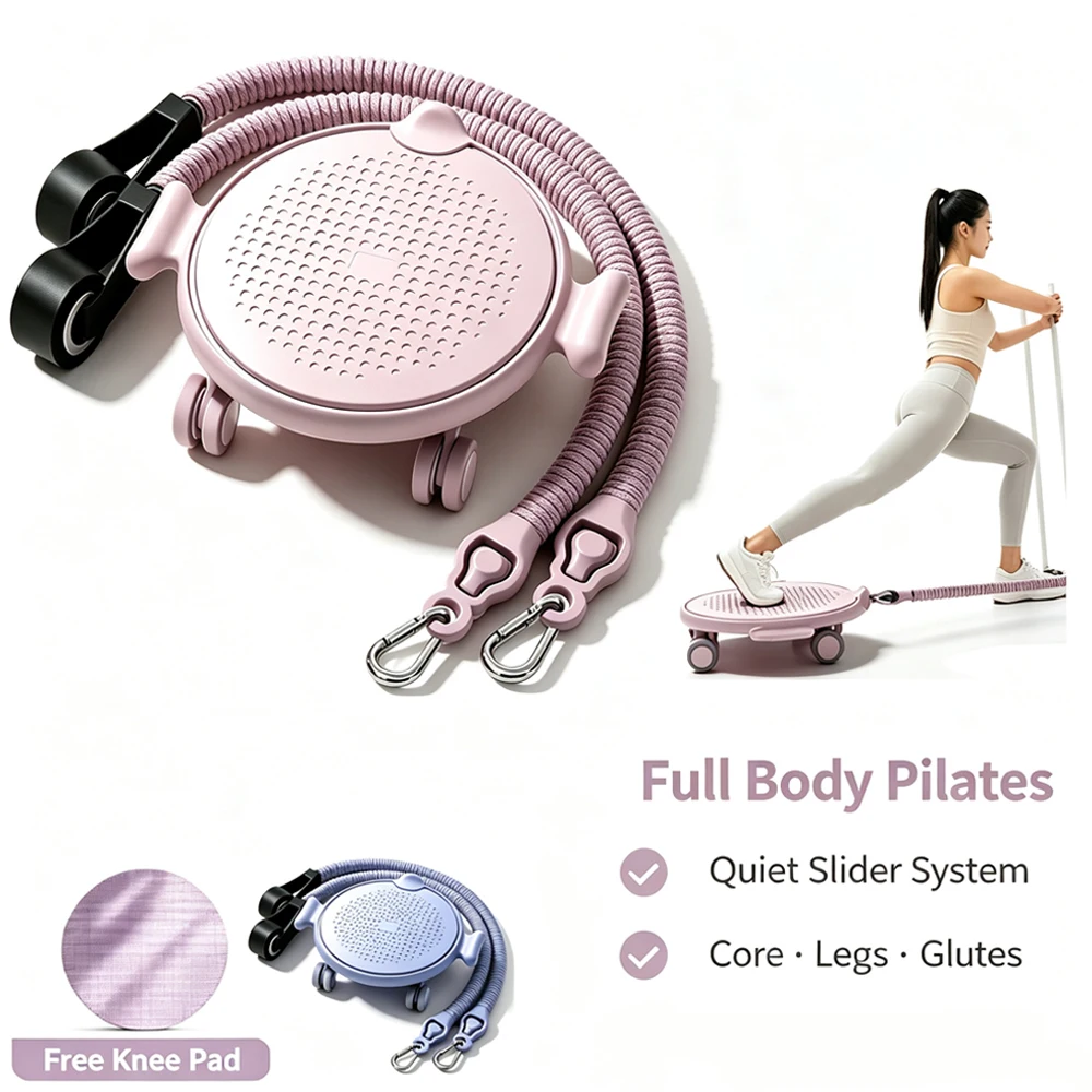 Ab Roller Kit with Sliding Disc & Resistance Bands, 360° Silent Core Exercise Equipment for Home Gym, Abdominal Muscle Trainer