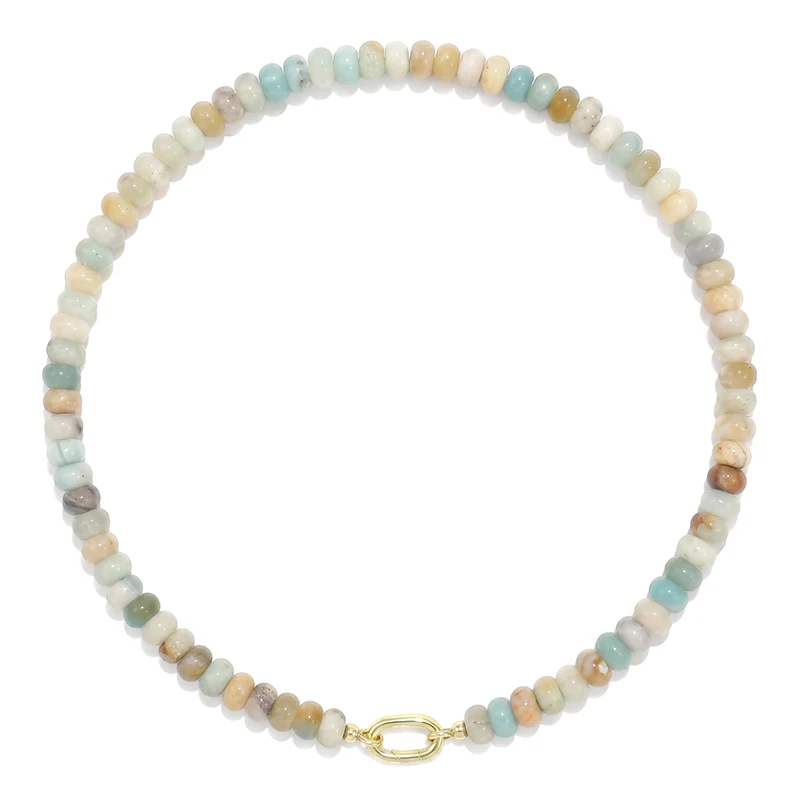 Beaded Gemstone Necklaces for Women Bohemian Colored Choker Natural Stone Bead Summer Beach Handmade Jewelry Necklace