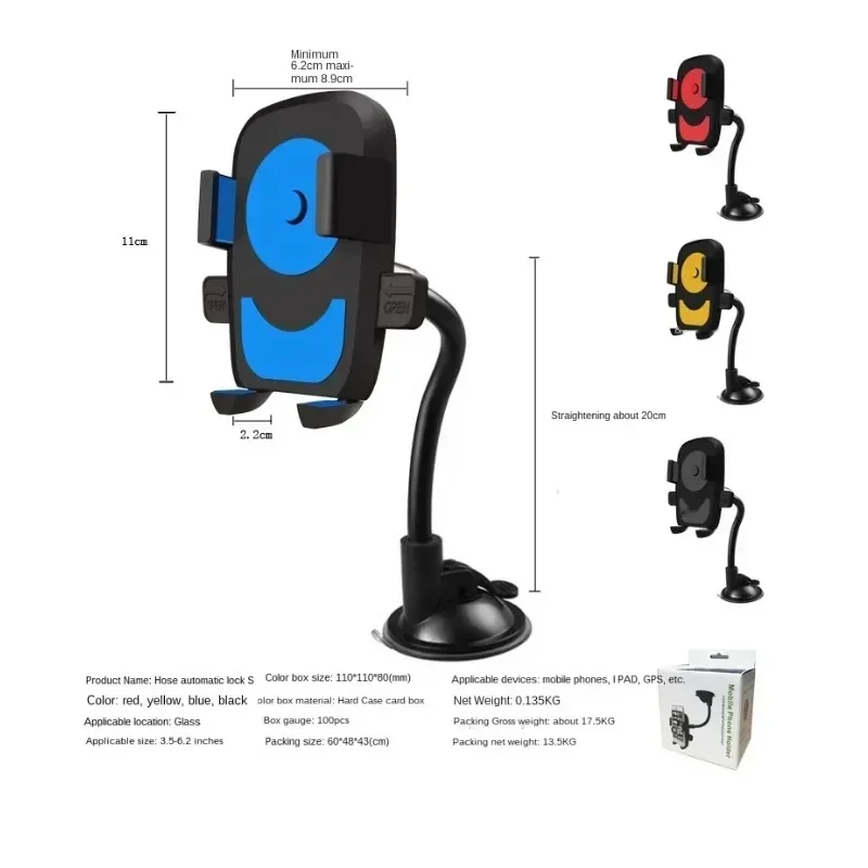 

Car Phone Holder Bracket Mount Cup Holder Universal Car Mount Mobile Suction Windshield Phone Locking Car-Accessories Stands