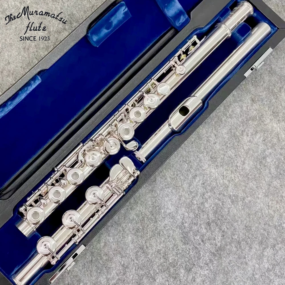 Flauta muramatsu profesional cuproníquel apertura C llave 16 17 agujeros flauta instrumentos musicales chapados en plata con estuche Accesorios