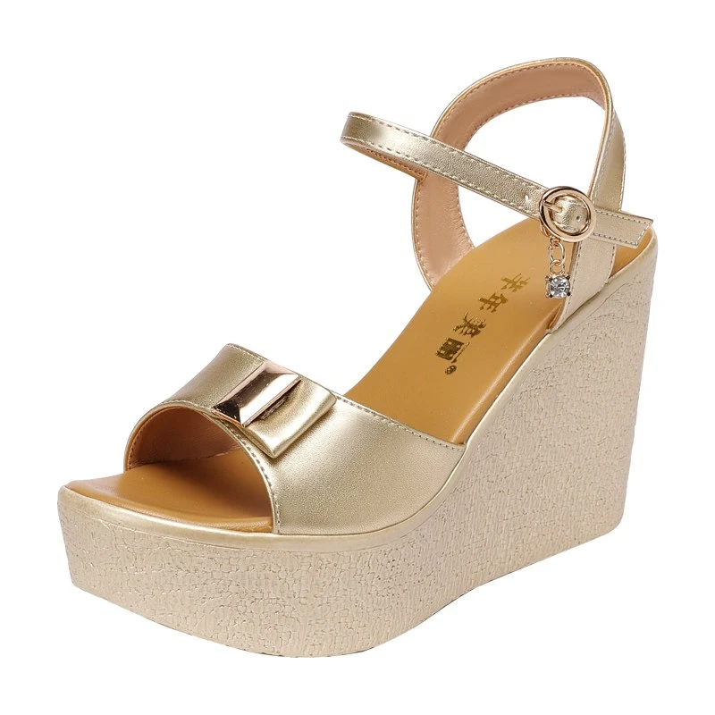 

Elegant Women's Super Heel Sandals Platform Wedge Heels Round Toe Buckle Lightweight Comfortable Holiday Party Dress Pole Dance