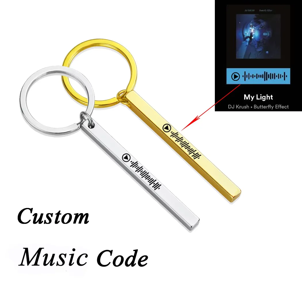 Simple Metal Custom Keychain Letters Famous Quotes Music Code Custom Personalized Keychain Gifts for Friends Keyring Souvenir