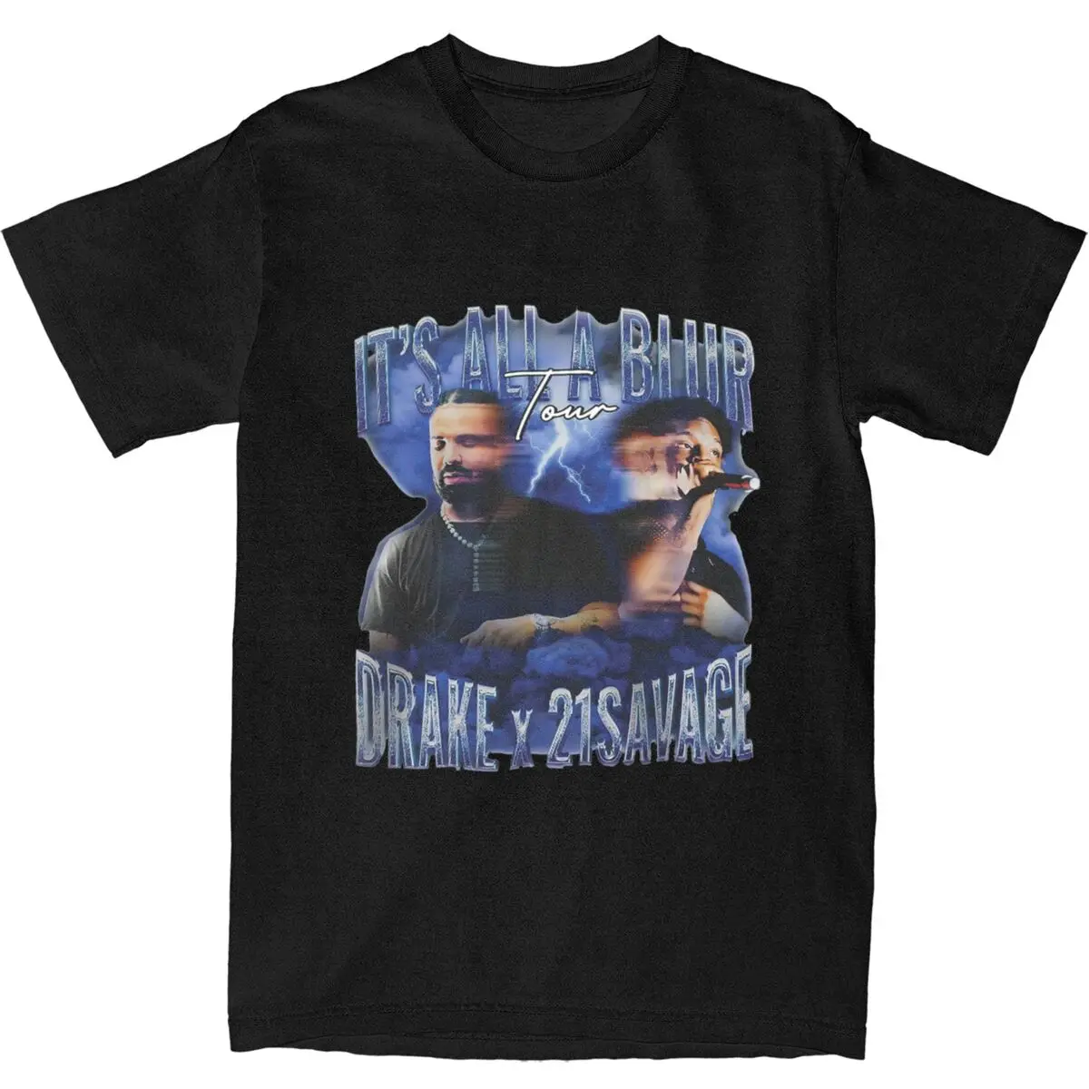 

Its All A Blur Tour 2023 Drakes 21 Savage T Shirt Music Singer T Shirts Short Sleeves Tops Beach 100% Cotton O Neck Clothing
