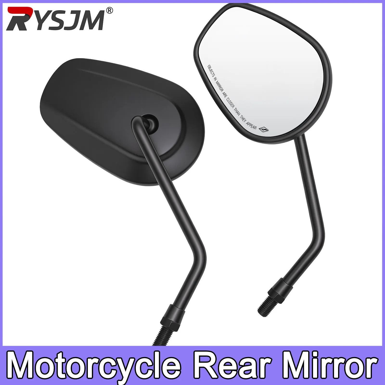 Motorcycle Rearview Mirror 10mm Bright Black Suitable For Harley Series For Honda Modified Rearview Mirror Accessories