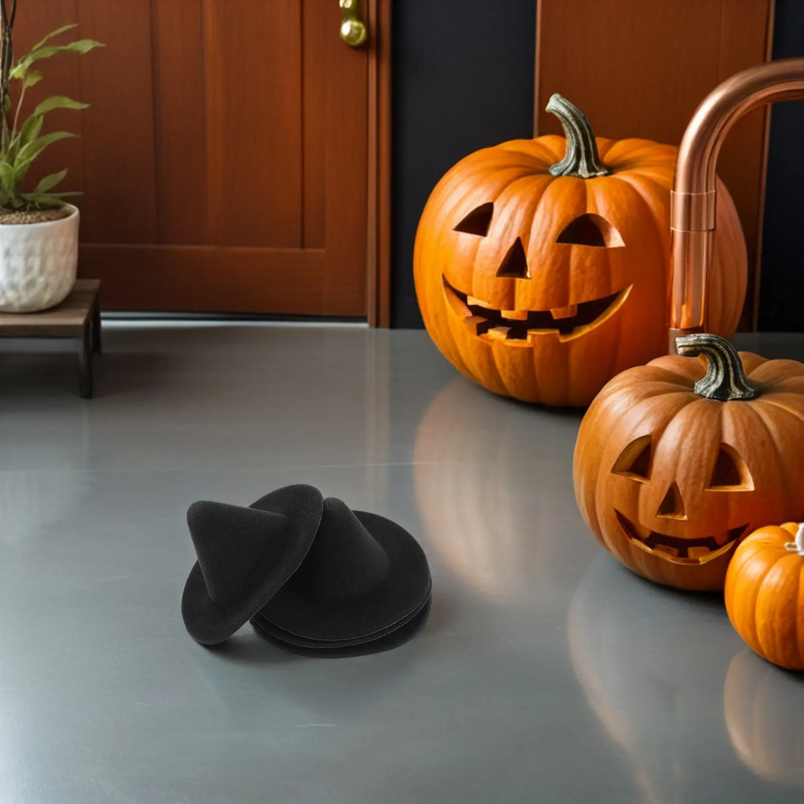 

Набор из 4 миниатюрных черных колпаков ведьмы/волшебника (10 см) для декора на Хэллоуин, поделок, сувениров для вечеринок, аксессуаров для кукольных домиков, украшения для тортов
