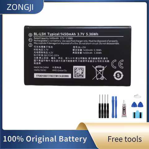 ZONGJI New Compatible Battery For Nokia 105 4G 110 4G125 150 (2023 Edition) Battery 1450mAh BL-L5H Batteries + Free Tools