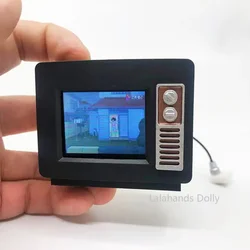 Dollhouse Retro Mini Portable Touch Screen TV Ob11 Model for Dollhouse Living Room Furniture Decoration Accessories