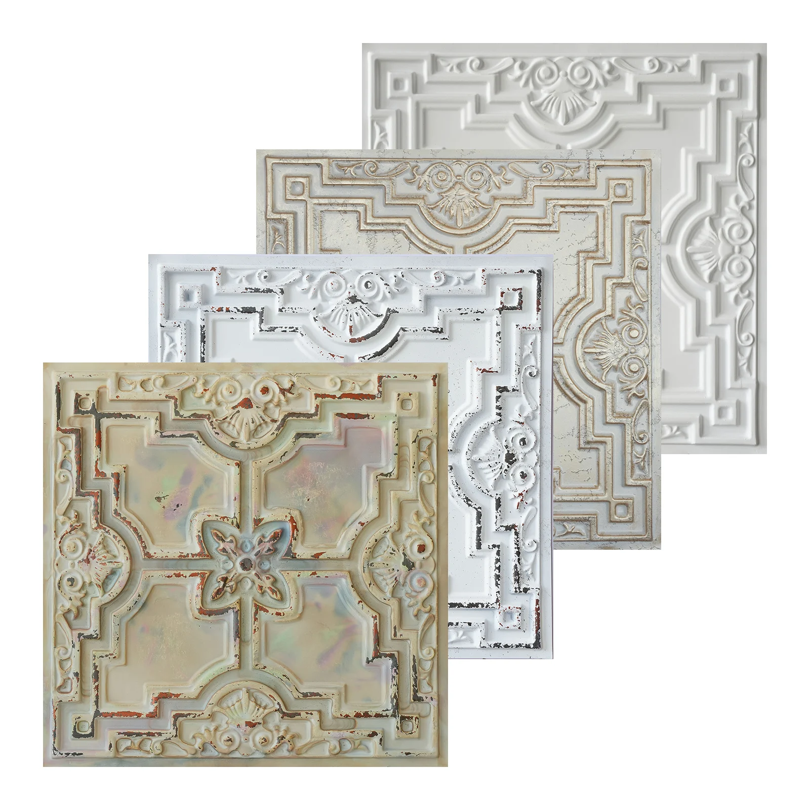 Vintage Pattern Tin Ceiling Tiles, Decorative 3D panels, for literary book bars PL16 10pcs