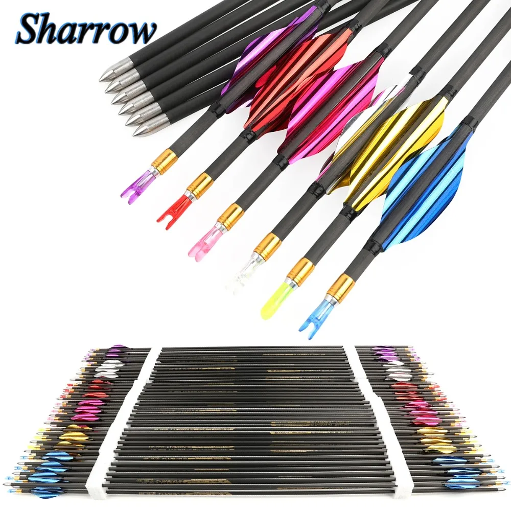 32inch Archery Pure Carbon Arrows ID4.2mm Spine700 800 900 1000 Arrow Shaft +_0.001 for Outdoor Bow Shooting Hunting Accessories