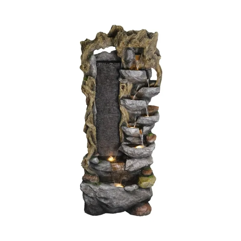 

【From China】Rockery Water Curtain Wall Outdoor Decorative Resin Waterfall Fountain Feng Shui Style for Big Garden Yard Lawn Orna