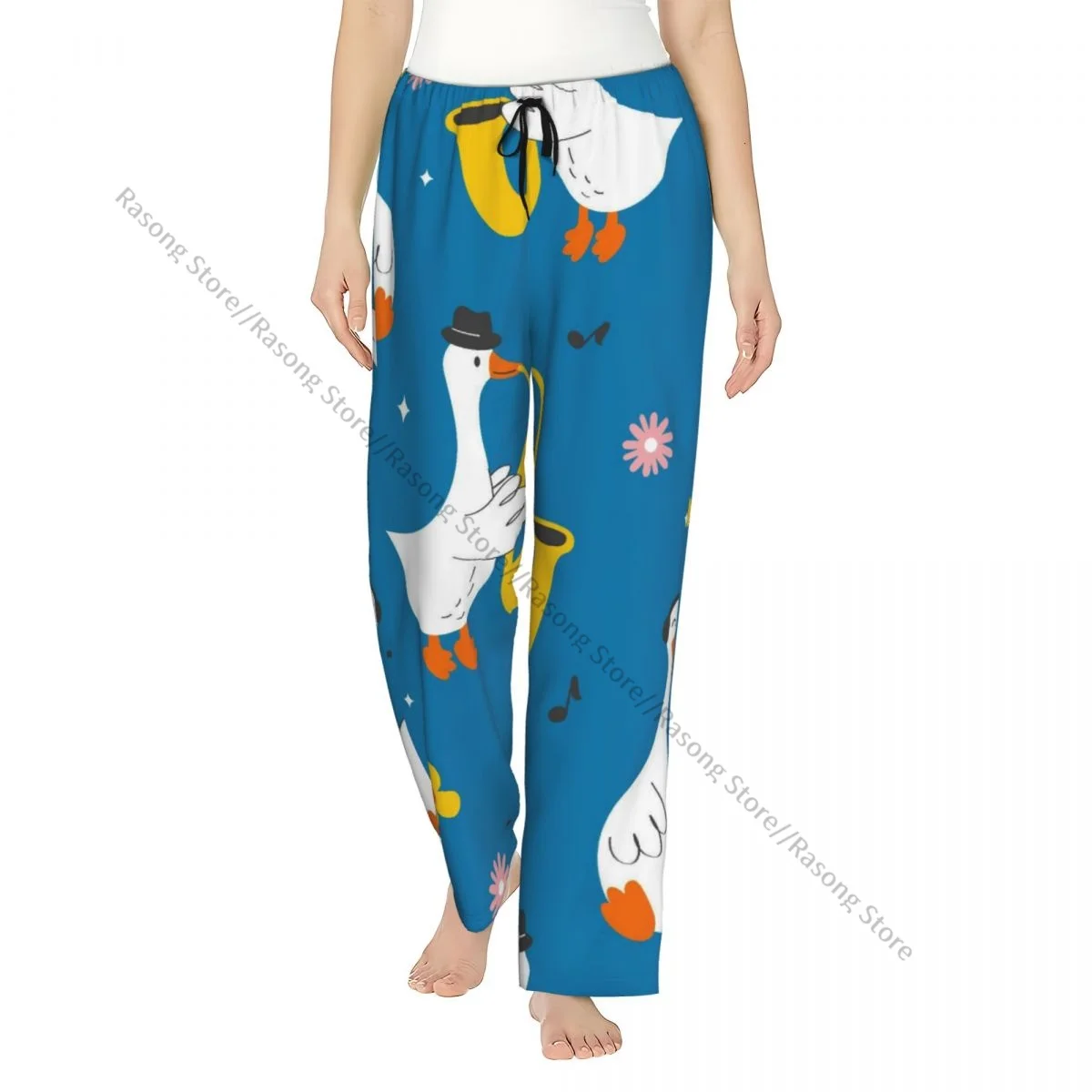 

Cozy Flannel Pajama Pants for Women Cartoon Goose Sleep Bottoms Home Loungewear