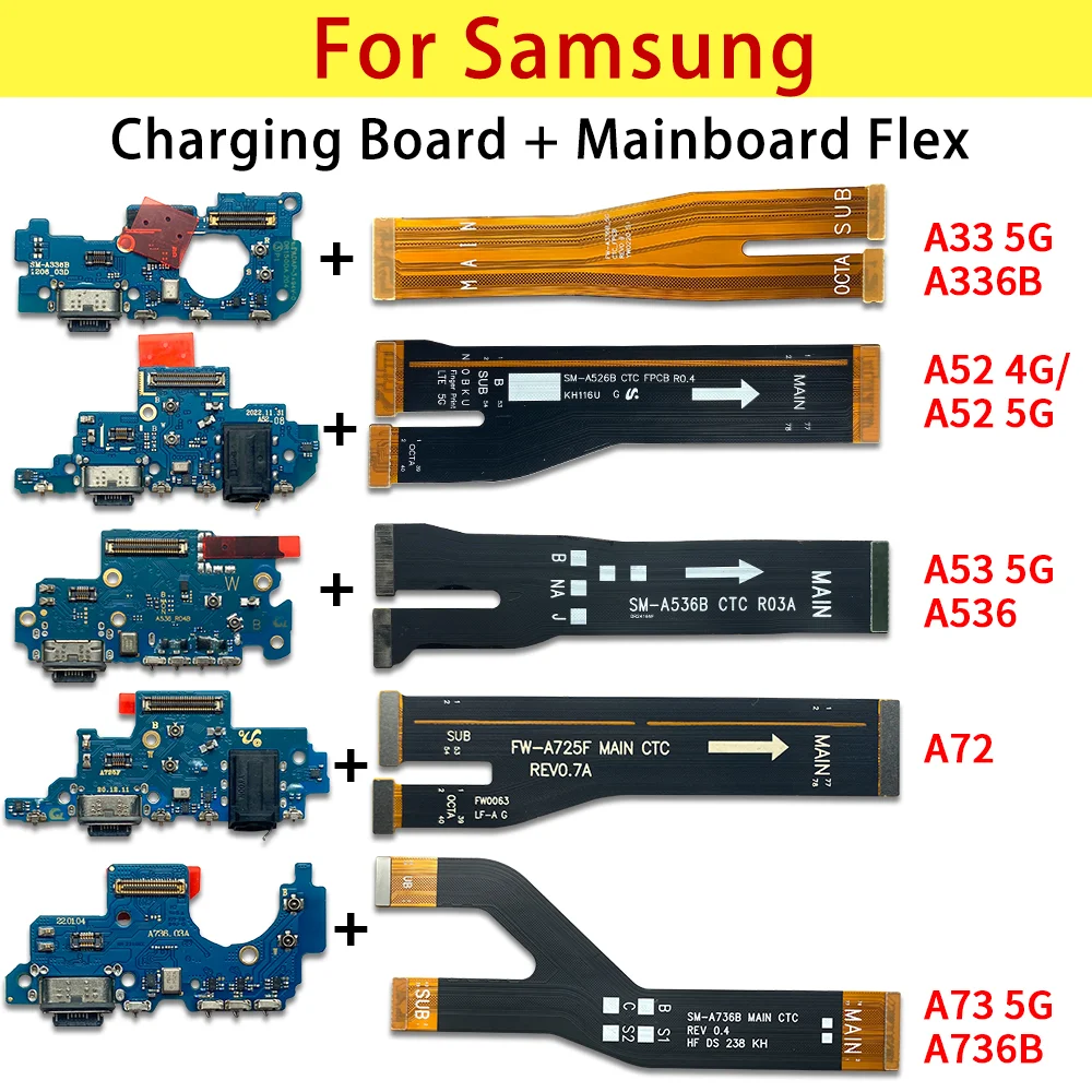 Charger Main Charging Port Board For Samsung A33 A53 A72 A73 A72 A52 4G 5G Motherboard Mainboard Connect USB Dock Flex Cable