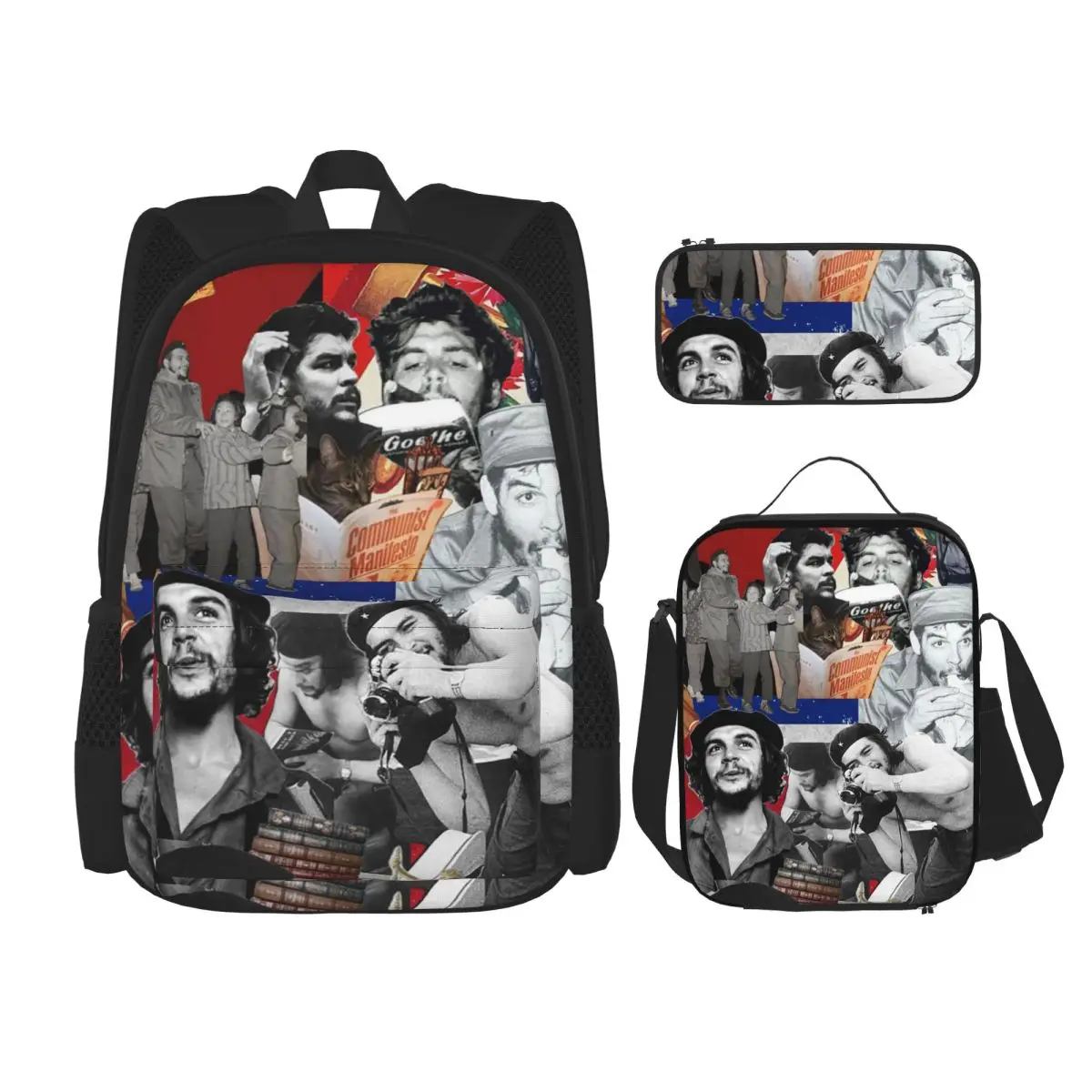 

Che Guevara (11) Backpacks Boys Girls Bookbag Students School Bags Kids Rucksack Lunch Bag Pen Bag Three-Piece Set