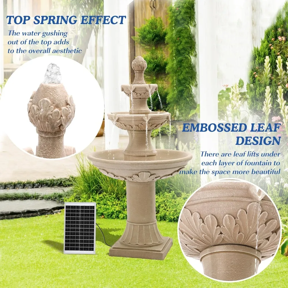 نوافير المياه الشمسية الإيطالية ديكور الحديقة الخارجية، نوافير وشلالات خارجية مقاس 48.4 بوصة ارتفاعًا، أرضية داخلية كبيرة متتالية