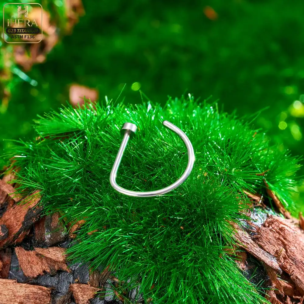 1/10PCS ASTM F136 Titanium Fake Nose Ring Hoop Non Piercing D Shape Nostril Lip Septum Earring Body Jewelry Kit