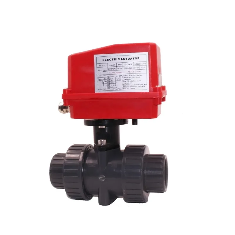 DN100 4 Inch 12V DC 2 Way Waterproof Double Union UPVC PVC 100mm Water Plastic Motorized Ball Valve with Electric Actuator