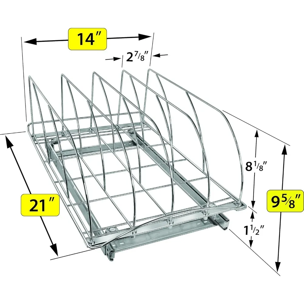 رف منظم المطبخ الاحترافي القابل للسحب لقطع الألواح وأوراق الخبز - كروم عالي التحمل #5