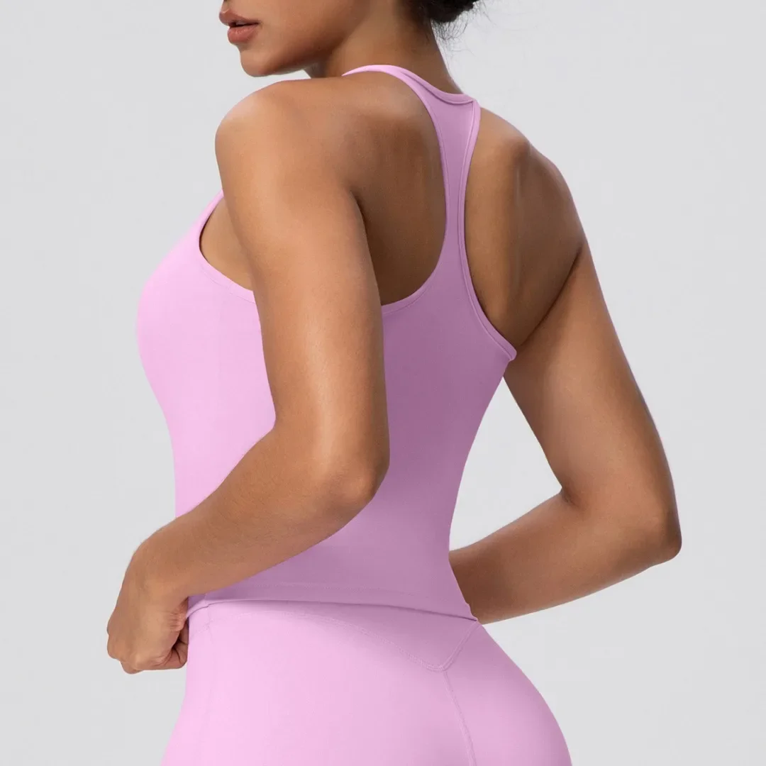 

U-Neck Racerback Sports Yoga Vest Quick-Dry Shockproof Sports Bra Women's Fitness Vest Running Workout Clothing Gym Sports Top