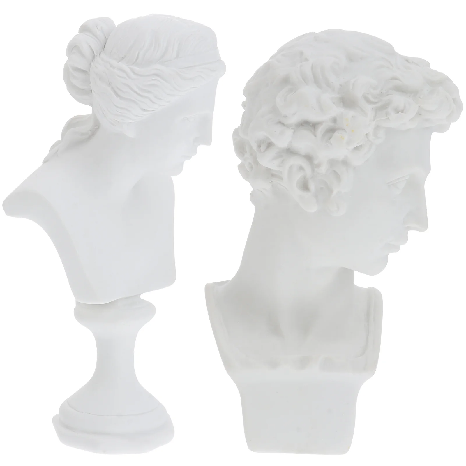 

2Pcs Mini Resin Greek Bust Statue Compact Decoration Living Room Bedroom Desktop Sculpture Mini Resin Sculptures