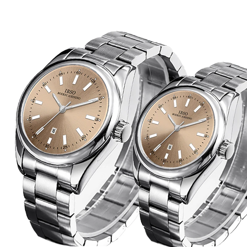 Original Brands Couple Watch Steel Golden Waterproof Vintage Piared Wristwatch Lover Gifts Luxury His Hers Handwatch Sets Silver