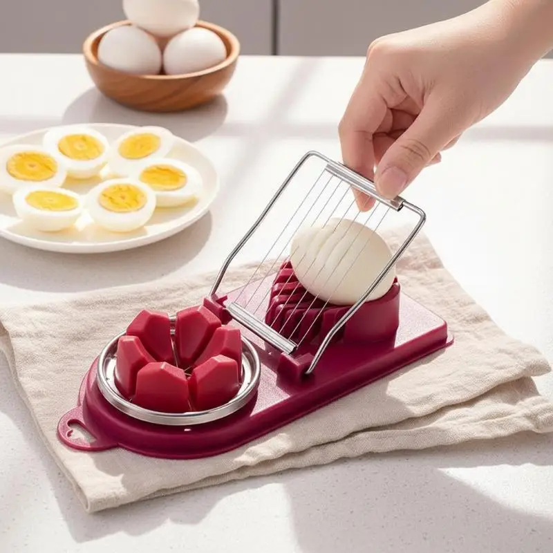 Multi Functional Egg Cutting Artifact Kitchen Household Stainless Steel Cutter Preserved Eggs Divider Two In One Egg Cutter