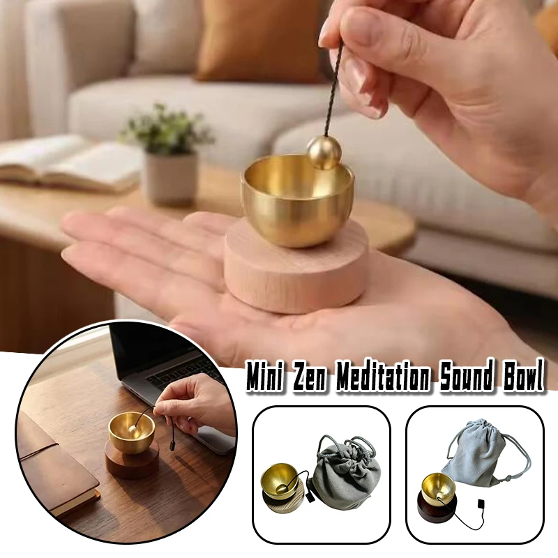 

Tibetan Singing Bowl Set Mini Brass Meditation Bowl with Wooden Mallet for Yoga Healing Chakra Sound Therapy Mindfulness Gift