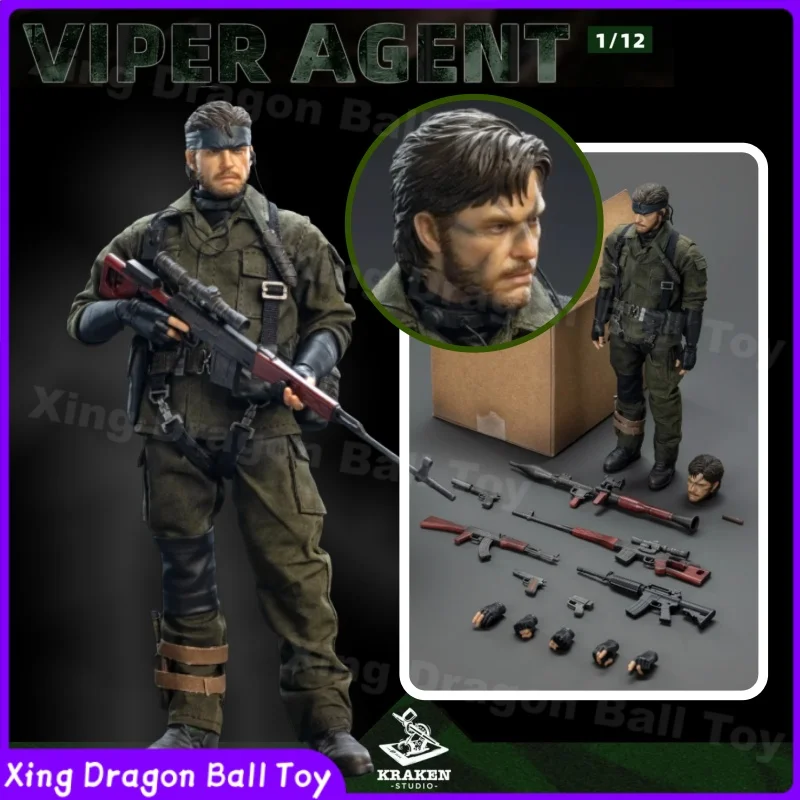 KRAKEN STUDIO Metal Gear Solid 3: Snake Eater Viper Agent Naked Snake Figura de Acción a Escala 1/12 - Juguete Coleccionable Premium