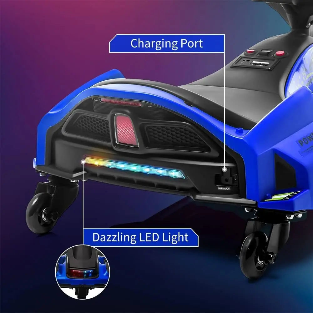24V Ride on Drift Car,7Ah Battery 180W Brushless Motor Kids Electric Drifting Go-Kart for Rider up to 110 lbs, with Music,Lights