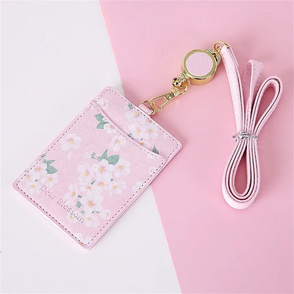 

School Kawaii Pass Card Credit Card Sakura Keyrings ID Card Holder Bus Card Cover Business Card Lanyard Card Holder