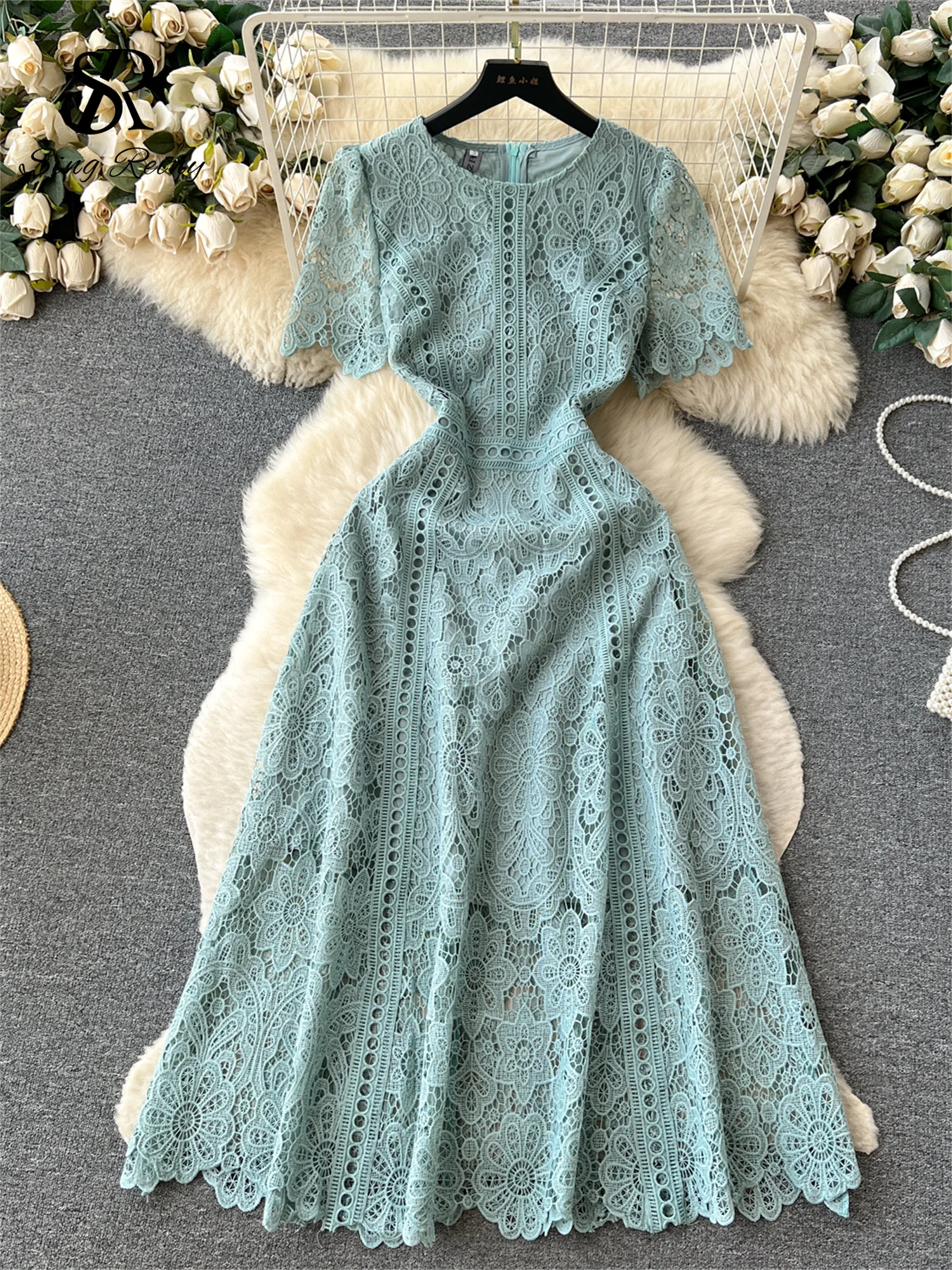 SINGREINY French Vintage Casual Lace Dress O Neck Butterfly Sleeve Zipper Hook Flower Hollow Fashion Slim Embroidery Long Dress - AliExpress 200000345 SINGREINY French Vintage Casual Lace Dress O Neck Butterfly Sleeve Zipper Hook Flower Hollow Fashion Slim Embroidery Long Dress - AliExpress 200000345