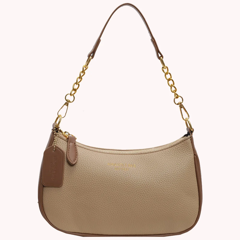 حقيبة كتف للنساء بحزام قابل للتعديل تحت الإبط من جلد البولي يوريثان بسحاب للإغلاق حقيبة هلال كاجوال للسفر والعمل #5