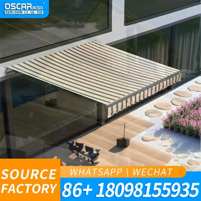 Electric Retractable Patio Canopy for Balcony Porch Garden Innovative Smart Windproof Outdoor Sun Shade Shelter with Motor Autom