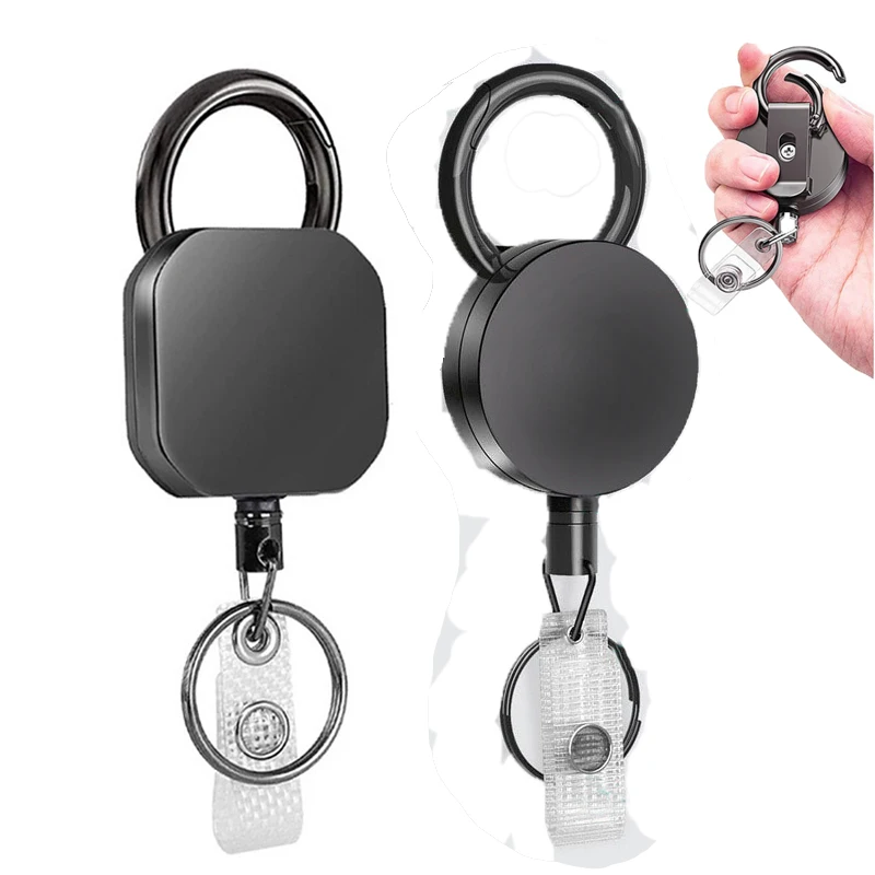 Robuster, einziehbarer Metall-Schlüsselanhänger mit Ausweishalter, ID-Lanyard, Namensschild, Kartenhalter, Schlüsselring, Outdoor-Werkzeug, Geschenk