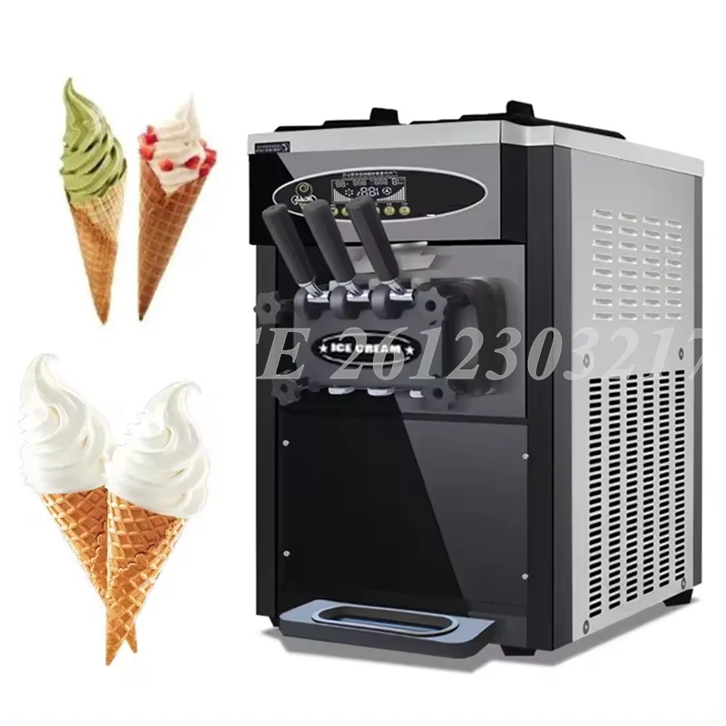 

Countertop Automatic 3 Flavors Cone Soft Ice Cream Machine Commercial Stainless Steel Fruit Ice Cream Maker Sundae Making Machin