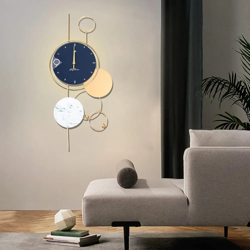 

Wall Clock Large Chic Wall Clock for Living Room Decor Bedroom Office Non-Ticking Wall Clock Metal Wall Clock Battery Operated