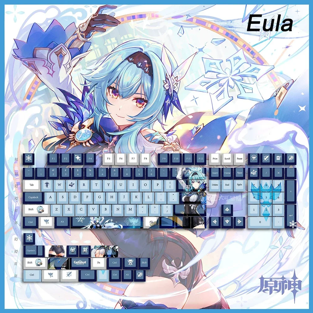 128 Tastenkappen für Genshin Impact und Honkai Impact 3, Cherry Anime Hu Tao Elysia PBT Cosplay Tastenkappen für MX-Schalter-Tastaturen – Detail 17