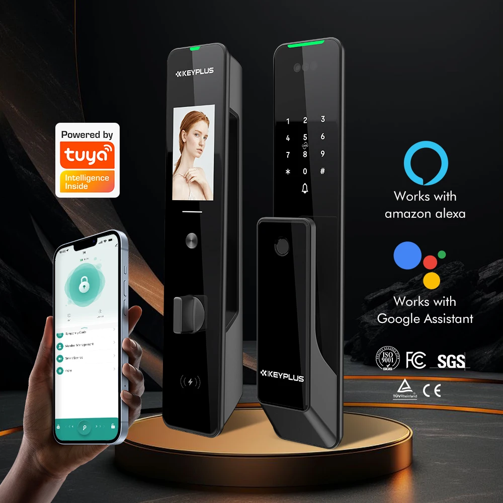 

3D Face & Fingerprint Recognition Smart Door Lock App Remote Control Ultra-Thin Panel Smart Lock