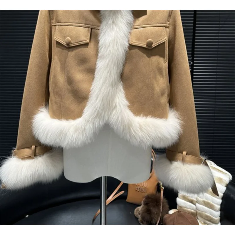 

Composite Fur Coat for Women, Autumn/Winter 2026 New Collection, Suede Short, Environmentally Friendly Fox Fur Grass Top
