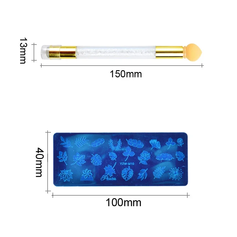 DIY Nail Art Stempelset Rosenblütenblattmuster mit Silikonschaber, Stempelplatte, Pinselstift – komplettes Design-Tools-Set