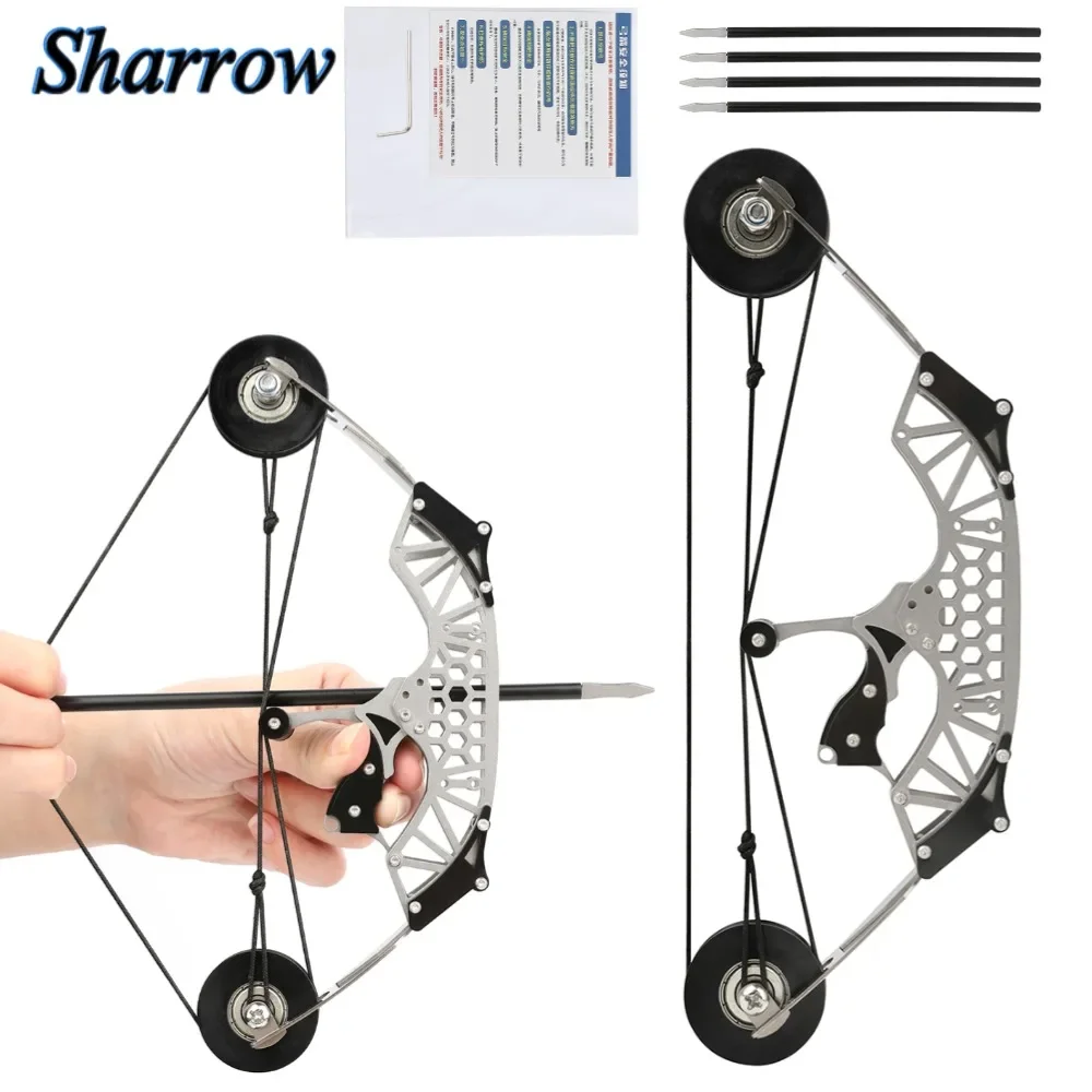 

8Inch Archery Mini Compound Bow and Arrow Set Stainless Steel Range30-40m Toy Indoor and Outdoor Shooting Pulley Bow Accessories