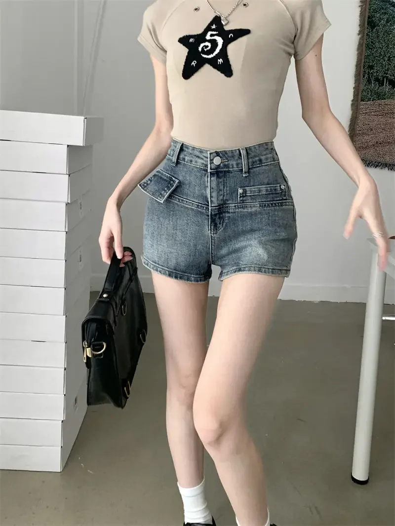 

Trend 2025 Casual Wide High Waist Female Short Jeans Pants Wholesale Comfy Hot Japanese 2000s Style Cheap Women's Denim Shorts