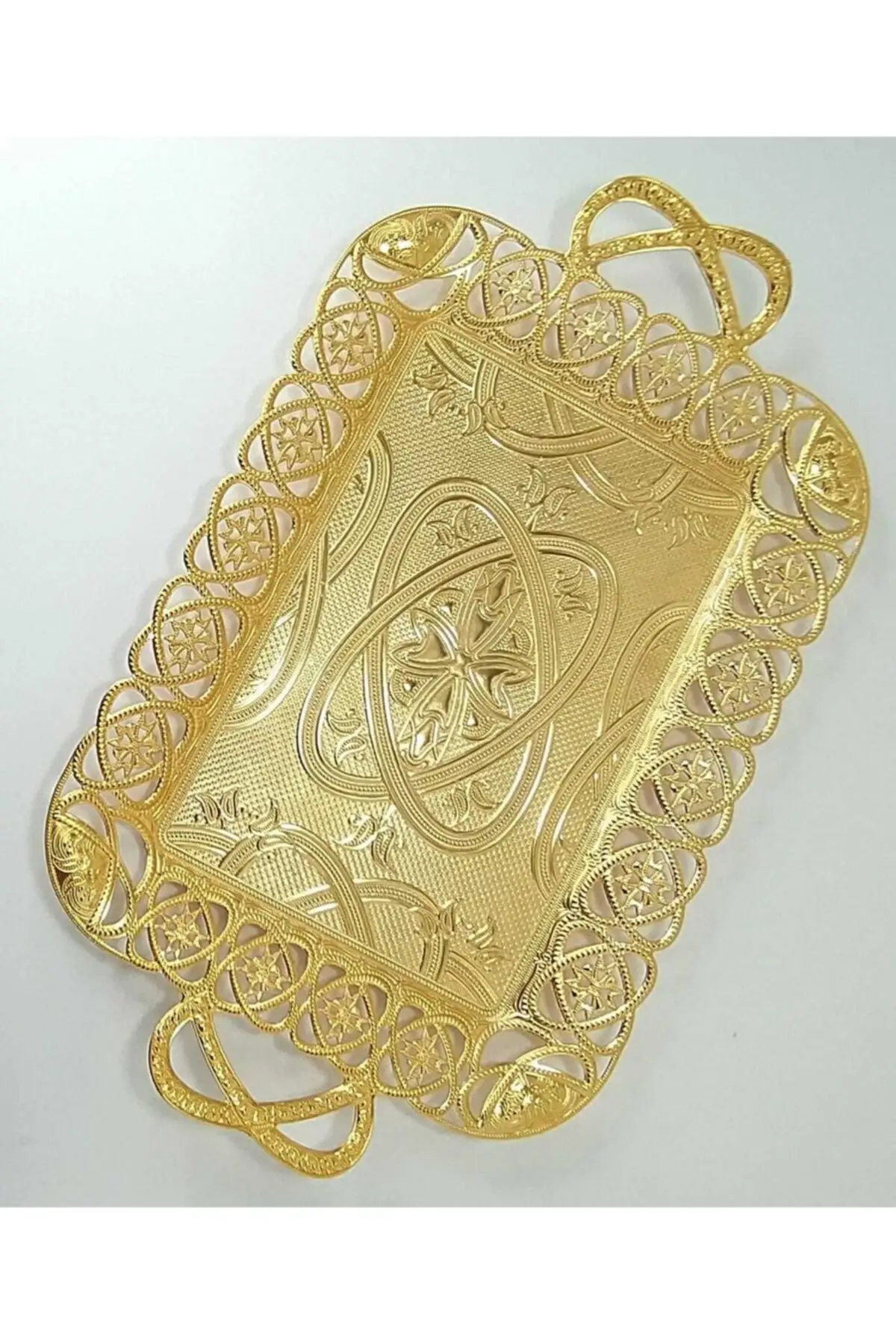 

DOLBOVI Gold Color Ellipse Pattern Gravürlü Stainless luxury tray tray поднос plateau luxury