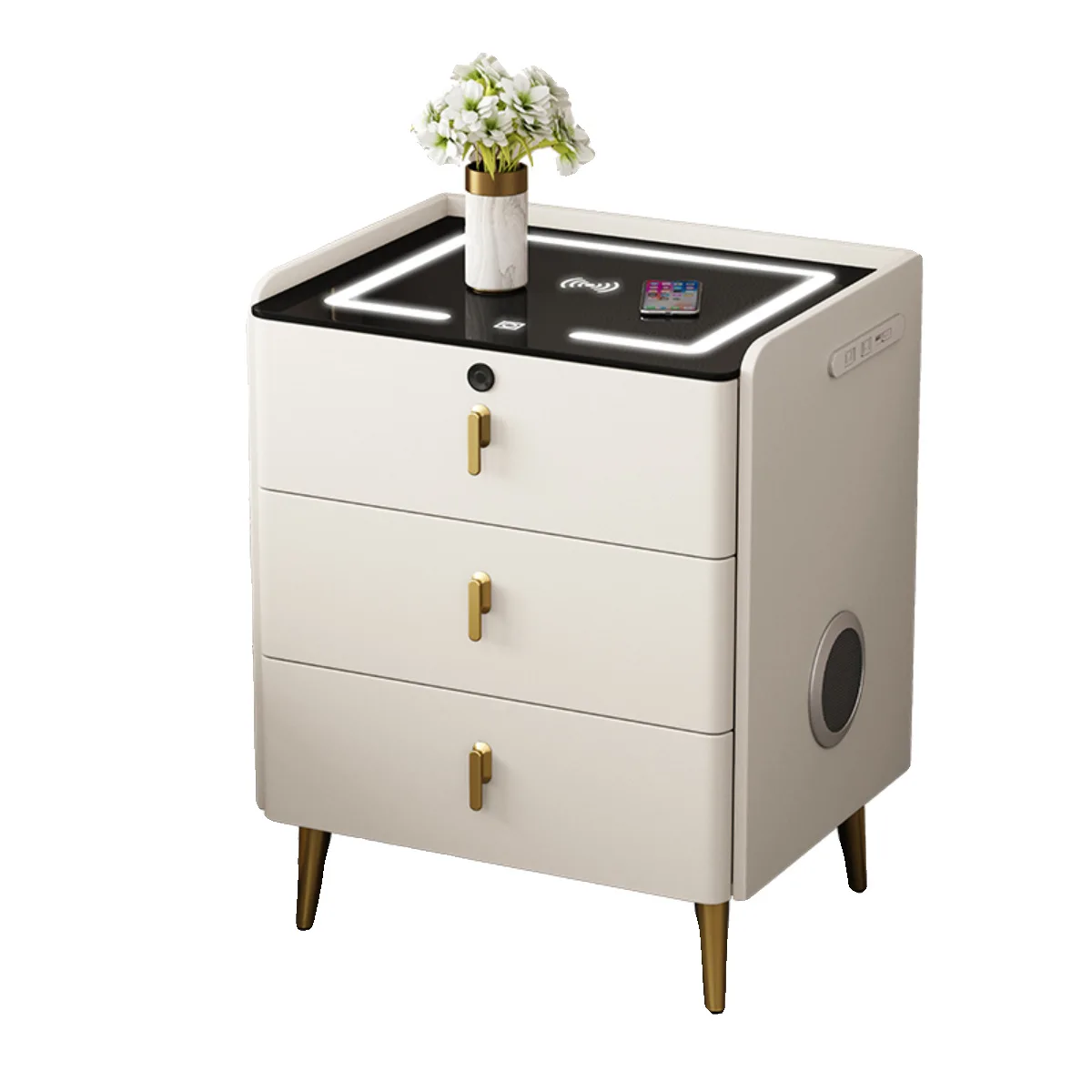 طاولة بجانب السرير الذكية الفاخرة وخفيفة الوزن وأثاث الشحن اللاسلكي للمنزل الذكي وطاولة بجانب السرير #1