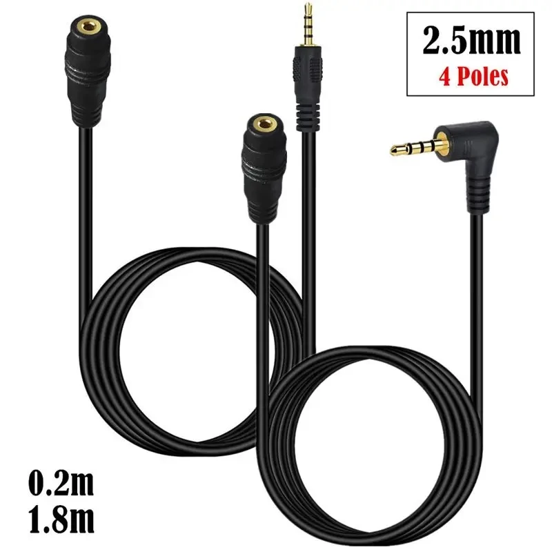 Przedłużacz mikrofon Audio słuchawki przewodowe o średnicy 2.5mm, jednobiegunowy 4-biegunowy, pozłacany kabel z czystego miedziany Adapter