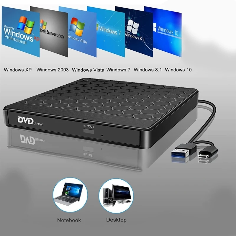 K1aa Внешний DVD-диск с USB /Type-C Port Card Port Portable DVD-рим-дисковый дисковый адаптер считыватель считывает