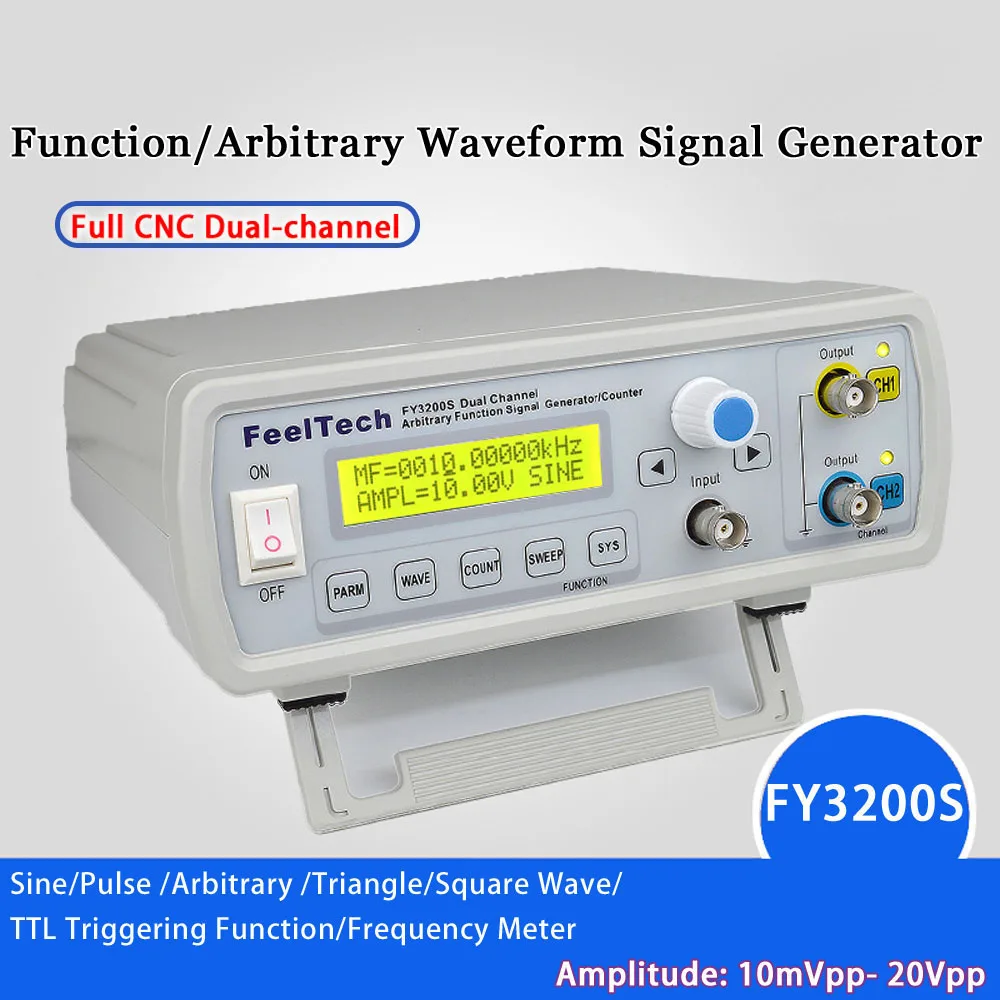 FY3200-24 Digital DDS Generator High Precision Signal Generator Dual-channel Frequency Generator Sine Wave 12Bits 250MSa/s 24MHz