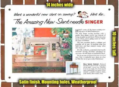 Metal Sign - 1952 Slant-Needle Singer Sewing Machine- 10x14 inches