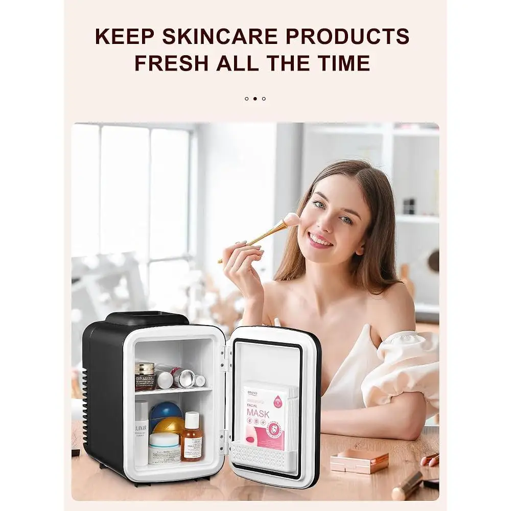 Compact Personal Mini Refrigerator 3.7L Multifunctional Cooler and Warmer Cosmetics Food Beverages Office Bedroom Travel