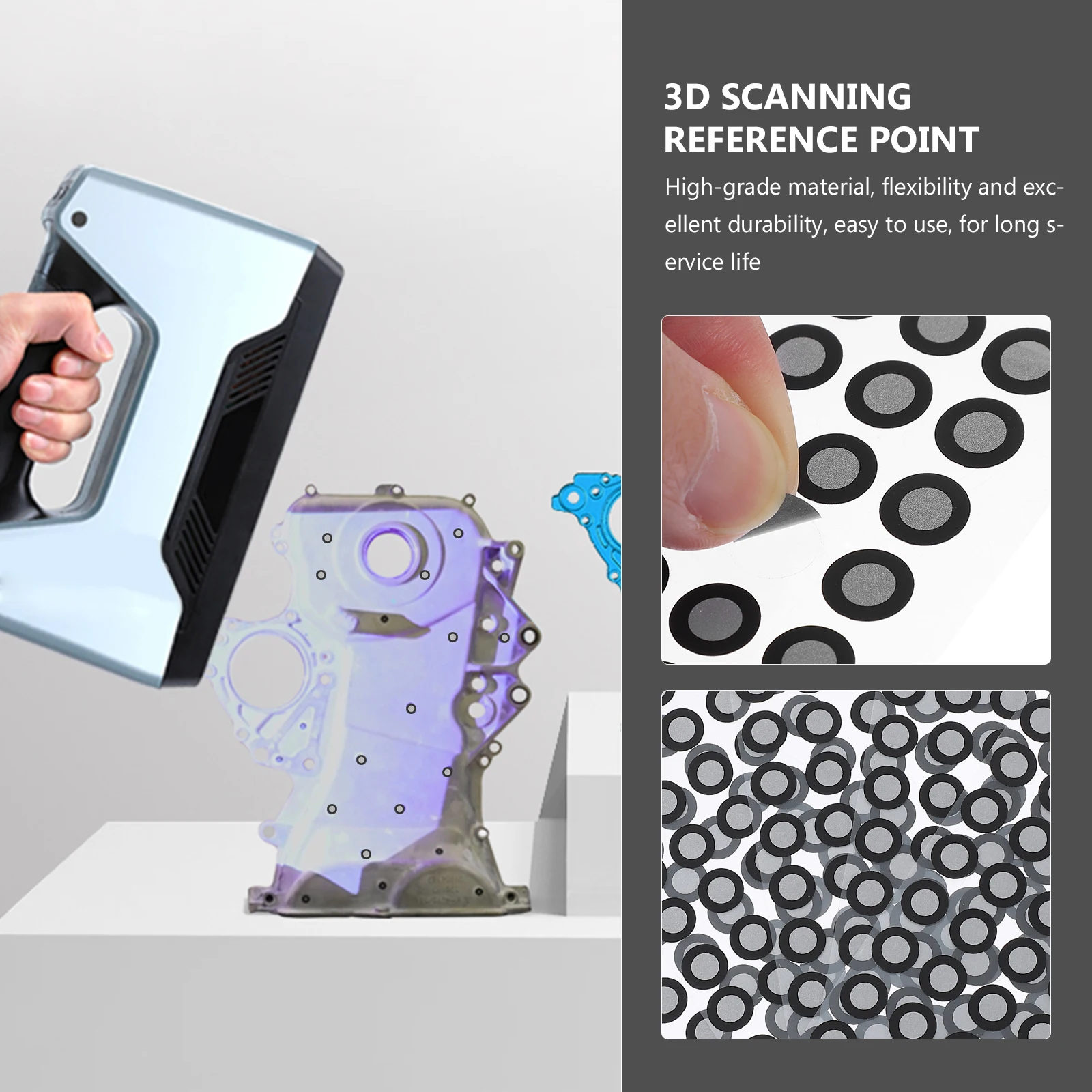 5 Sheets Point 3D Reference Scanning Scanner Reflective Marker Film Markers Marking Reflection Points Spray Scanner Marking